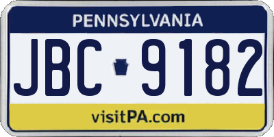 PA license plate JBC9182