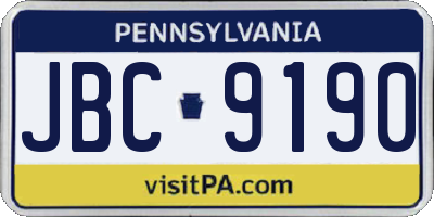 PA license plate JBC9190