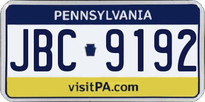 PA license plate JBC9192