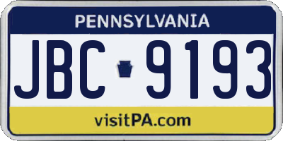 PA license plate JBC9193