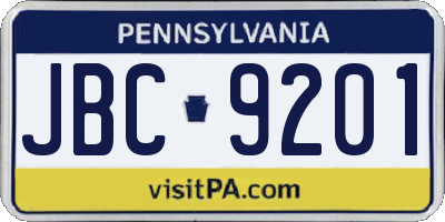 PA license plate JBC9201