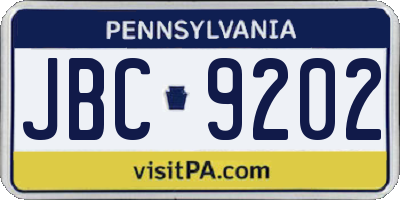 PA license plate JBC9202