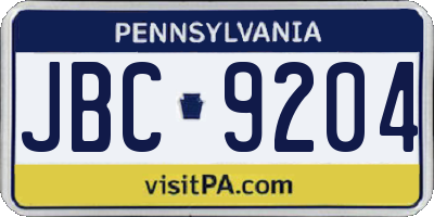PA license plate JBC9204
