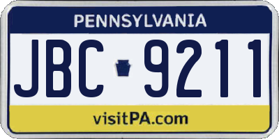 PA license plate JBC9211