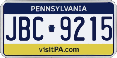 PA license plate JBC9215