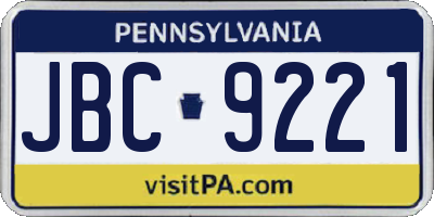 PA license plate JBC9221