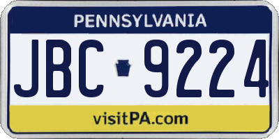 PA license plate JBC9224