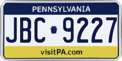 PA license plate JBC9227