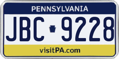 PA license plate JBC9228