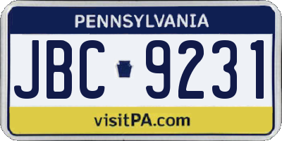 PA license plate JBC9231