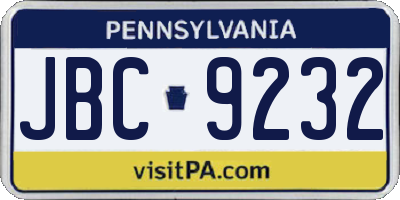 PA license plate JBC9232
