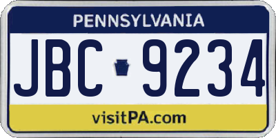 PA license plate JBC9234