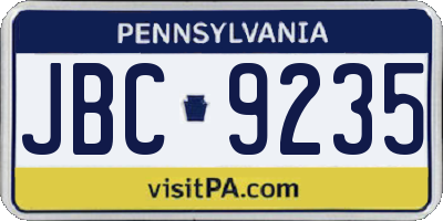 PA license plate JBC9235