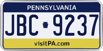 PA license plate JBC9237