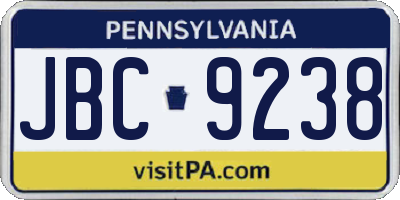 PA license plate JBC9238
