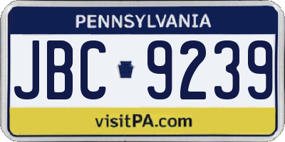 PA license plate JBC9239