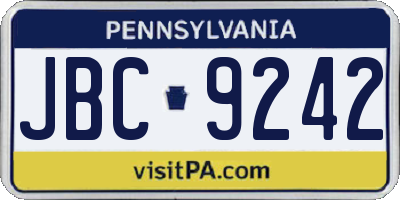 PA license plate JBC9242