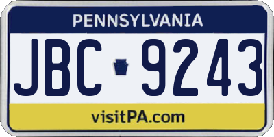 PA license plate JBC9243