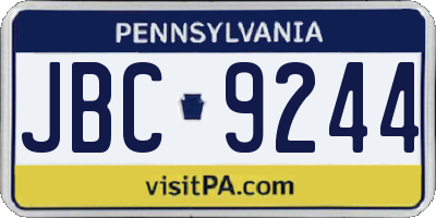 PA license plate JBC9244