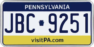 PA license plate JBC9251