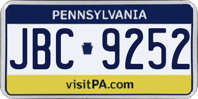 PA license plate JBC9252