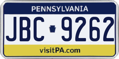PA license plate JBC9262