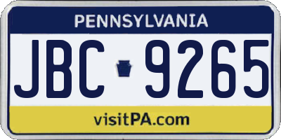 PA license plate JBC9265