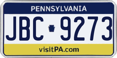 PA license plate JBC9273