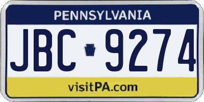 PA license plate JBC9274