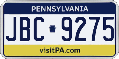 PA license plate JBC9275
