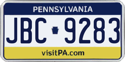 PA license plate JBC9283