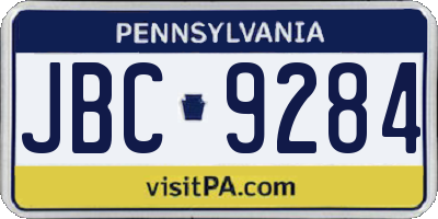 PA license plate JBC9284
