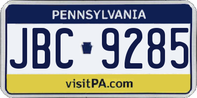 PA license plate JBC9285