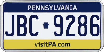 PA license plate JBC9286