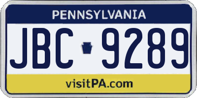 PA license plate JBC9289