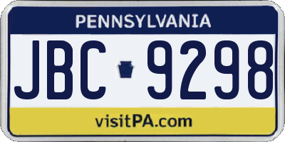PA license plate JBC9298