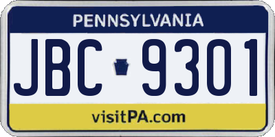 PA license plate JBC9301