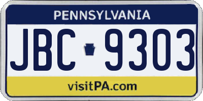 PA license plate JBC9303