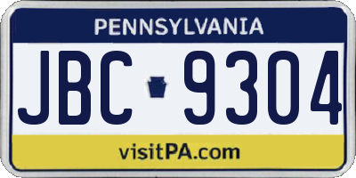 PA license plate JBC9304