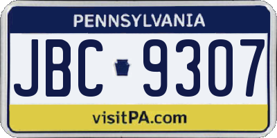 PA license plate JBC9307