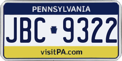 PA license plate JBC9322