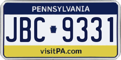 PA license plate JBC9331