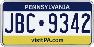 PA license plate JBC9342