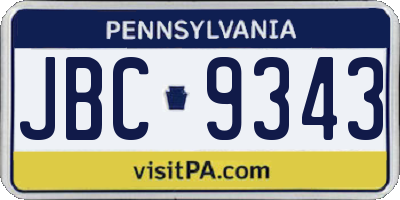 PA license plate JBC9343