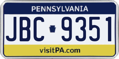 PA license plate JBC9351