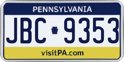 PA license plate JBC9353