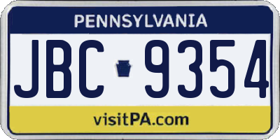 PA license plate JBC9354