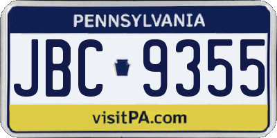 PA license plate JBC9355
