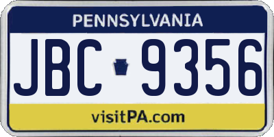 PA license plate JBC9356
