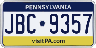 PA license plate JBC9357